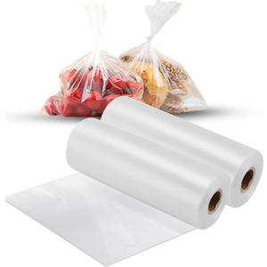 10" x 14" Clear Plastic Produce Bag on a Roll, Food Storage Bags for Vegetables, Bread, Fruits and Meat, Easy To Tear, Continuous Roll- 500 Bags/Roll - [2 Rolls]