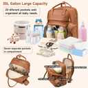 Leather Diaper Bags with Changing StationBaby BagLarge Capacity Diaper Bag Backpack for Moms Dads,Waterproof Diaper BackpackBrown