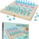 2 in 1 Wooden Chess and Checkers Set - Chess Set for Kids  11 x 11 Wood Game Board Folds As Storage Case - Chess Checker Set - Childrens Chess Sets for Beginners - Chess Board for Kids