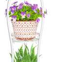 LASZOLA White 3 Tier Tall Plant Stand for Indoor Outdoor, Large Multiple Level Flower Planter Holder Organizer Rack for Patio Office Bathroom Corner Floor, Sturdy Heavy Duty Metal, Vertical Display