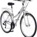 Schwinn Discover Adult Hybrid Bike for Men and Women, 700c Wheels, 21-Speeds, 19-Inch Aluminum Step-Over Frame, Front and Rear Fenders, Rear Cargo Rack, White