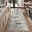 Madane Washable Runner Rug - 2x6 Rug Runners for Hallways 6 Feet Non Slip Vintage Kitchen Runner Rug Ultra-Thin Bathroom Runner Rugs Carpet Laundry Room Bedroom (2x6ft, Navy)