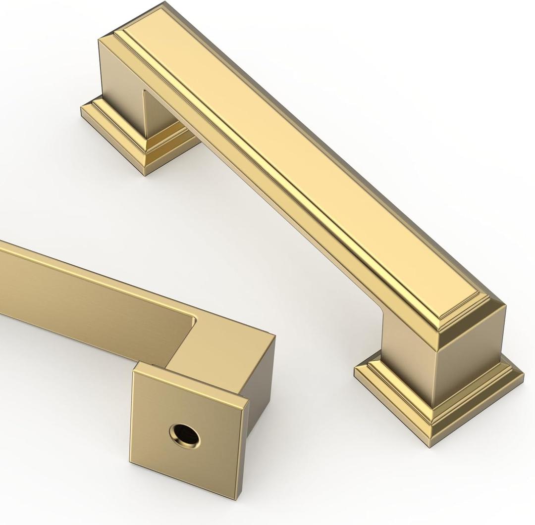 Asidrama 10 Pack 3 Inch (76mm) Brushed Brass Cabinet pulls Kitchen Cabinet Handles, Cabinet Pulls Kitchen Cabinet Hardware for Cupboard Drawer Pulls 2044