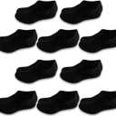 Cozi Foot 10 Pairs Boys Girls No Show Socks Cotton Non Slip Low Cut Socks (Medium, C02-black)