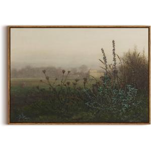 KISSFOX Vintage Wall Art Framed Retro Rustic Landscape Painting Canvas Prints Farmhouse Floral Country Scenery Picture Home Office Decor Bathroom Bedroom Living Room (24x36 in)