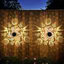 Outdoor Fence Lights Solar Powered, 4 Pack Solar Wall Deck Step Lights Outdoor Waterproof IP65, Hummingbird Sunflower Themed Garden Decorations Decorative for Outside Front Door, Yard, Porch, Deck