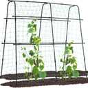 Lalahoni Garden Cucumber Trellis for Climbing Plants Outdoor, 5.3 FT Tall Metal Arch Plant Support for Vegetable Fruit Flower Vine Plant, Pea Tunnel A-Frame Trellis for Raised Bed, with Garden Netting