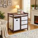 GarveeHome Modern Baby Changing Table with Laundry Hamper & 3 Drawers