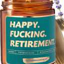 Retirement Gifts for Women Men - Happy Retirement Lavender Vanilla Soy Wax Scented Candle - Funny 2026 Newly Retired Gift for Woman | Farewell Party Gag Gift Idea for Coworkers, Boss, Retiring Friends