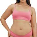 Organic Basics Women's Flex Scoop-Neck Cotton Bralette (XX-Large, Melon Pink)