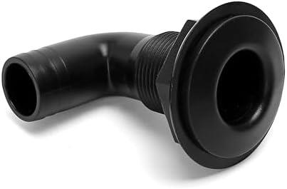 1 inch (25mm) Dia Thru-Hulls Fittings for Boats Hose, 90 Degree Bilge Pump Through Hulls, Water Scupper Drain in Marine Plastic (1PC, Black)