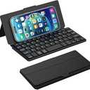 Doohoeek Universal Bluetooth Keyboard for Samsung Galaxy Z Fold, iPad mini 7 2024 & Phones, Dual Bluetooth Mini Keyboard with Any-Angle Kickstand & Leather Cover for Android, Windows and iOS