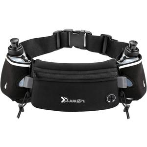 Number-one Running Belt with Water Bottles(2 x 175ML), Hydration Belt Waterproof Waist Pack Bag Fits iPhones Adjustable Sports Waist Pouch for Marathon Running Hiking Cycling