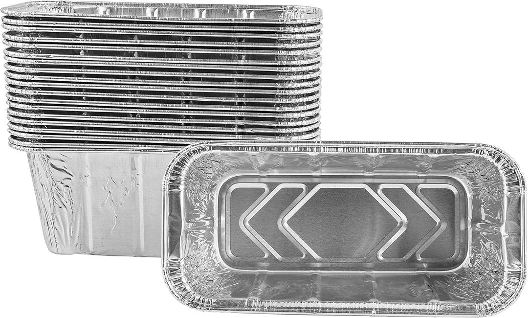 (50 Pack) 1Lb mini Loaf Pans Heavy Duty Disposable Aluminum Foil Bread Tins Standard Size 
8"L x 3.7"W x 3"Th
 Oven Safe Sturdy Small Bread Tin Pans 1 Pound Loaf Pans