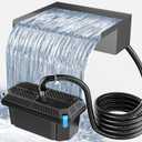 POPOSOAP 12INCH Stainless Steel Pond Waterfall Spillway with Multi-Stage Filter, 40W 660GPH Submersible Pump Kit with 9.8FT Tubing for Garden Ponds, Koi Ponds, Aquariums,Outdoor Landscapes-P7331