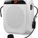 Portable Voice Amplifier for Teachers, Rechargeable Personal Amplifier Mic PA System Headset Microphone with Speaker for Teachers, Training, Meeting, Tour Guide, Yoga, Classroom (White)