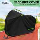 Topcrown Bike Cover Waterproof Outdoor Storage for 2 Bikes, Bicycle Cover Rain Sun UV Dust Wind Proof with Storage Bag for Mountain Road Bike/Ebike (210D Black+Green, XXL Size for 2 bikes)