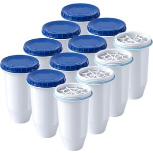 0 TDS Water Filter Replacement for Zero Pitcher & Dispenser | Upgraded 6-Stage Filtration | Removes 99.9% of Lead, Chromium, PFOA/PFOS | Compatible with ZR-001, ZR-004, ZR-017 | 12-Pack