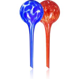 Plant Watering Globes Set of 2 - Large Self Watering Globes for Indoor & Outdoor Plants - Multicolored, Automatic, Glass Watering Bulbs for Daily Use, Plant Watering Devices