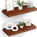 Floating Shelves (Set of 2)  Wall Mounted Shelves for Home Dcor and Storage, Natural Pine Wood, Suitable for Living Room and Bedroom (Brown, 15.7" x 5.7" x 1.0")