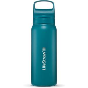 LifeStraw Go Series  Insulated Stainless Steel Water Filter Bottle for Travel and Everyday Use Removes Bacteria, Parasites and Microplastics, Improves Taste, 24oz Laguna Teal
