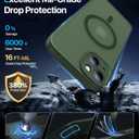 Magnetic for iPhone 15 Case,Upgraded [Full Camera Protection][Compatible with Magsafe][Military Grade Drop Protection] Shockproof Slim Translucent Matte Phone Case for iPhone 15,Forest Green