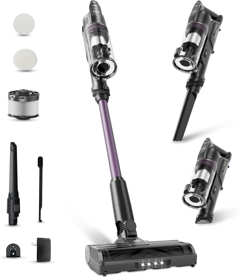 Candy Cordless Vacuum Cleaner,45Mins Vacuum Cleaners for Home,Stick Vacuum,Strong Suction,Removeable Battery,Anti-Tangle,One Click Clean,Lightweight Handheld for Hardwood Floor Carpet Pet Hair Car (Purple)