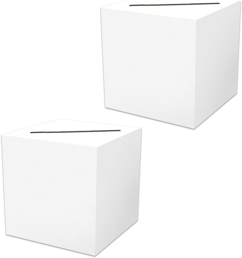 Beistle 2 Piece All-Purpose White Gift Card Boxes For Wedding Receptions, Anniversaries, Birthday Parties, And Graduations