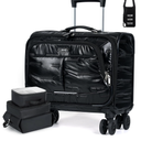 Lekebobor Rolling Laptop Bag Rolling, Laptop Briefcase on Wheels with 3 Packing Cubes for Women Fits Up to 15.6Inch computer Bags Water Resistant for Work Travel and Business, Black