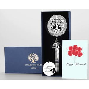 Retirement Wind Chime with Tree of Life Wind Spinner - Retirement Gifts for Women/Men 2025 - Happy Retirement Gifts for Teacher, Nurse, Coworker, Retired Boss