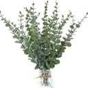 Fake Plants, 20Pcs Eucalyptus Stems Artificial Flowers, Fake Eucalyptus Leaves Stems, Plastic Grey Green Touch Leaf Branches for Home Office Flowers Bouquet Centerpiece Wedding Decoration
