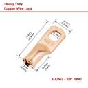 25Pcs 4 AWG 3/8 Heavy Duty Battery Cable Ends 4 Gauge Wire Connectors 4 Gauge Battery Cable Lugs Copper Wire Lugs Copper Ring Terminals