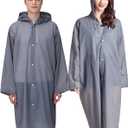 Cosowe Rain Ponchos for Adults Reusable, 2 Pcs Raincoats Emergency for Women Men with Hood and Drawstring, One Size, E-gray