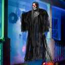 JOYIN 59" Halloween Animated Hanging Grim Reaper Outdoor Decorations with Glowing Eyes and Creepy Sound, Halloween Skeleton Ghost Decoration for Haunted House Prop Graveyard Lawn Indoor Party Supplies