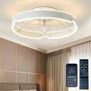 Ayaoty Ceiling Fans with Lights and Remote, 20'' Low Profile Ceiling Fan, 3000-6000K Dimmable Modern Flush Mount LED Fan Light, 6 Wind Speeds White Ceiling Fans for Bedroom