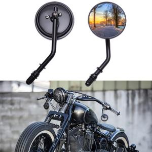 DREAMIZER 3" Motorcycle Vintage Mirrors Round Rear View Mirror 8mm Black Compatible with Harley Davidson Dyna Bobber Softail Chopper Cruiser Cafe Racer Street Electra Glide 1982-2018