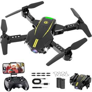 Drone with Camera for Kids 1080P HD FPV Foldable Drone for Adults & Beginners, Mini Drone for kids, RC Quadcopter with 2 Batteries, Gravity Control, One Key Take Off/Land, 360 Flip, Waypoint Fly (Black)