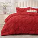 BEDELITE Red Twin Comforter Set - 2 Peices Boho Pintuck Bedding Comforter Sets, Lightweight Soft & Warm Twin Bedding Sets with 1 Pillowcase for All Season, Size: Twin(68"x 88")