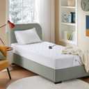 Beautyrest Cotton Blend Heated Mattress Pad Secure Comfort Technology - Luxury Quilted Electric Mattress Pad with Deep Pocket - 5-Setting Heat Controllers, Twin XL , White