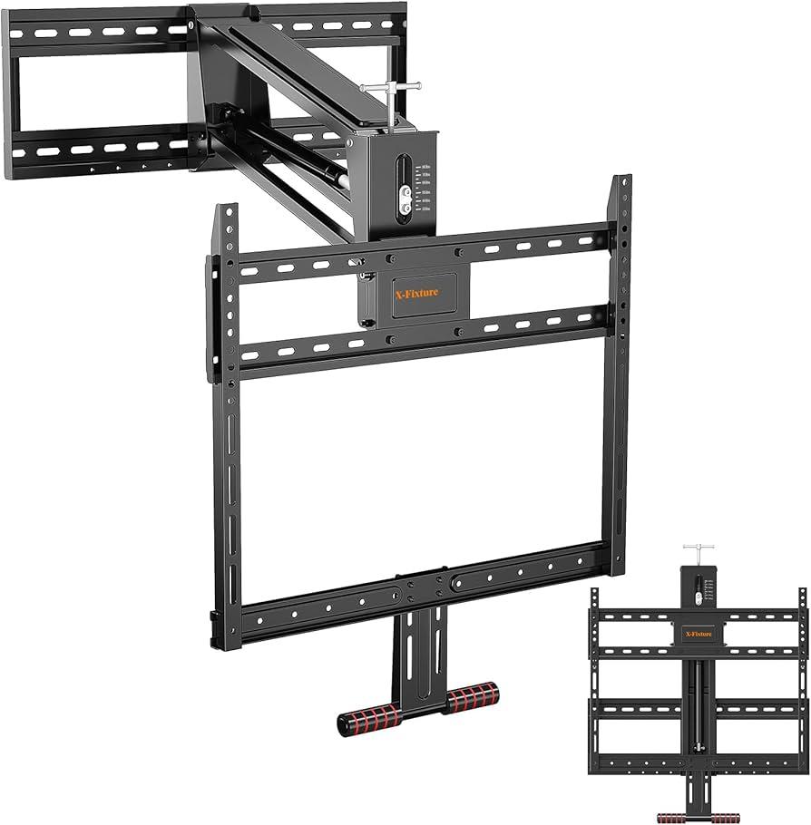 X-FIXTURE Fireplace Pull Down TV Mount Over Fireplace with Height Adjust for Most 43" - 80" TVs, Max VESA 600x400mm, up to 80lbs, Above Fireplaces TV Mount