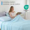 DOWNCOOL Cooling Sheets Queen, Cooling Bed Sheets for Hot Sleepers and Night Sweats, Q-Max>0.4, 4-Piece Soft & Breathable Summer Queen Sheet Set, 15" Deep Pocket with Elastic, Blue