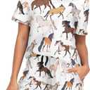 Women's Pajama Set Short Sleeve Sleepwear Soft Pjs Lounge Sets with Pockets L