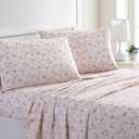 Modern Threads Silky Soft Microfiber and Wrinkle Free Sheets - Luxurious Microfiber Bed Sheets Includes Flat Sheet, Fitted Sheet with Deep Pockets, & Pillowcases Kashmir Rose, Queen (22 Floral Rose)