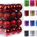 Emopeak 24Pcs Christmas Balls Ornaments for Xmas Christmas Tree - 4 Style Shatterproof Christmas Tree Decorations Hanging Ball for Holiday Wedding Party Decoration (Red, 1.6"/ 4.2CM)