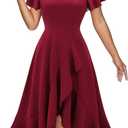 DRESSTELLS Women's Cocktail Dresses 2026, Formal Wedding Guest Prom Party Evening Graduation Hi Low Dress (Red, L)