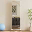 brisafe 63"x20" Ultra-Light Mobile Floor Mirror with 360 Wheels, 0.04mm Shatterproof Nano Film for Home Gym/Yoga/Dance Studio & Commercial Use (60% Insurance Savings, White)