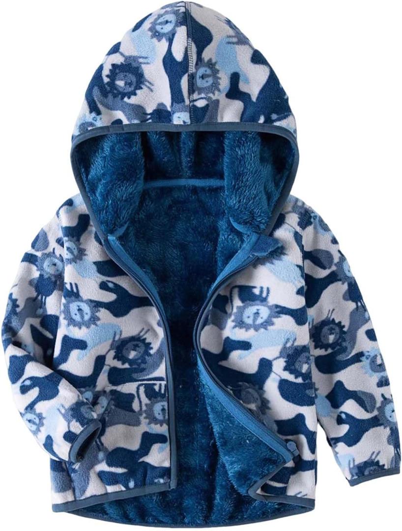 Baby Toddler Boys Girls Sherpa Fleece Lined Jacked Sweatshirt Fall Winter Autumn Warm Clothes with Hoodie (2-3T, Lion)