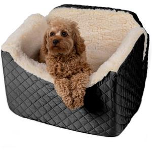 Snoozer Dog Car Seat, Lookout I Dog Booster Car Seat for Small Dogs Under 25lbs, Size: Medium, Fabric: Black Quilted, Pet Car Seat to Alleviate Car Sickness for Dogs, Removable Machine Washable Cover
