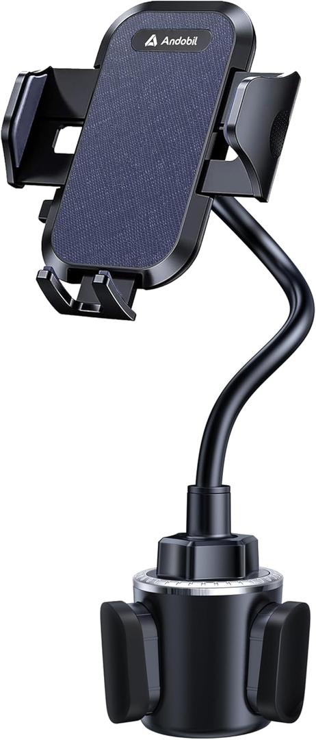 andobil Military-Grade Cup Phone Holder for Car/Truck, [2026 Enhanced] 13" 360 Adjustable Gooseneck w/Anti-Shake Car Mount, Universal Car Phone Holder for iPhone/Samsung All 4.0-7.0" Devices, Blue