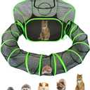 Small Animal Playpen Guinea Pig Hedgehog Cage Rabbit Cage with Fun Surround Tunnel Breathable & Transparent Pop Open Exercise Yard Fence with Top Cover Anti Escape (Upgrade)